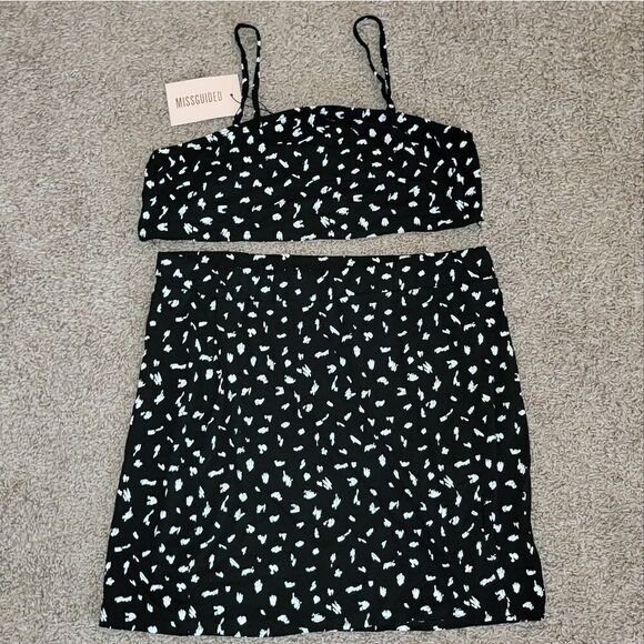 Missguided Co Ord Print Crop Top & Mini Skirt 2 Piece Set Size US 14 - Picture 6 of 7